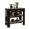 Tuhome Cala Kitchen Island 40, Two Shelves, One Drawer, Four Legs, Black/Light Oak AWD5777